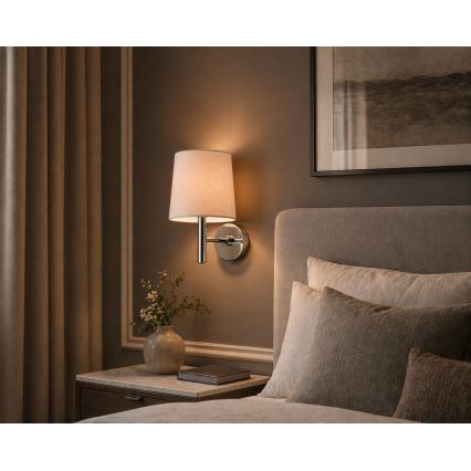 Brilagi - Vägglampa MONTE 1xE27/15W/230V beige/polerad krom