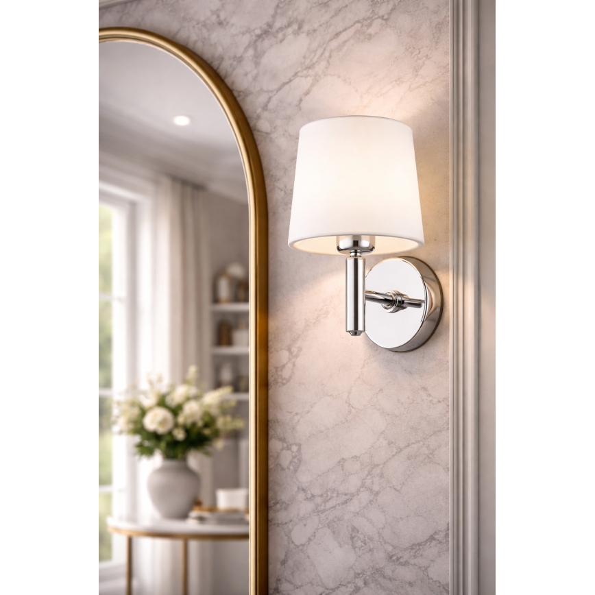 Brilagi - Vägglampa MONTE 1xE27/15W/230V krämvit/blank krom