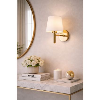 Brilagi - Vägglampa MONTE 1xE27/15W/230V krämvit/guld