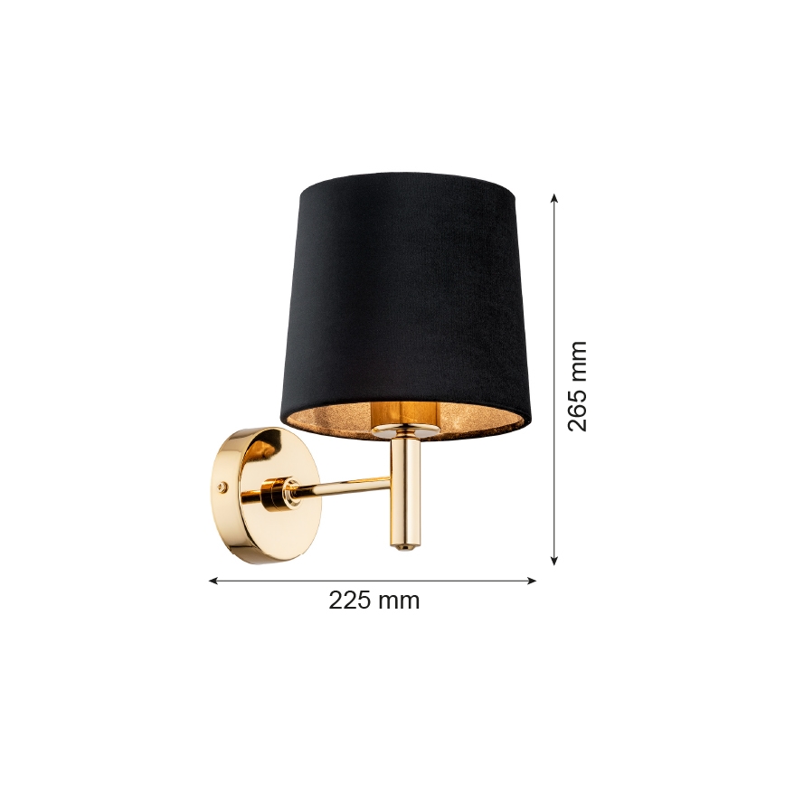 Brilagi - Vägglampa MONTE 1xE27/15W/230V svart/guld