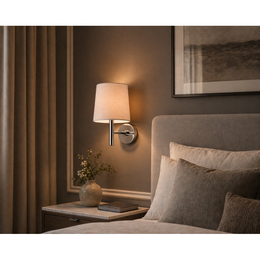 BRILAGI - Vägglampa MONTE 1xE27/60W/230V beige/polerad krom