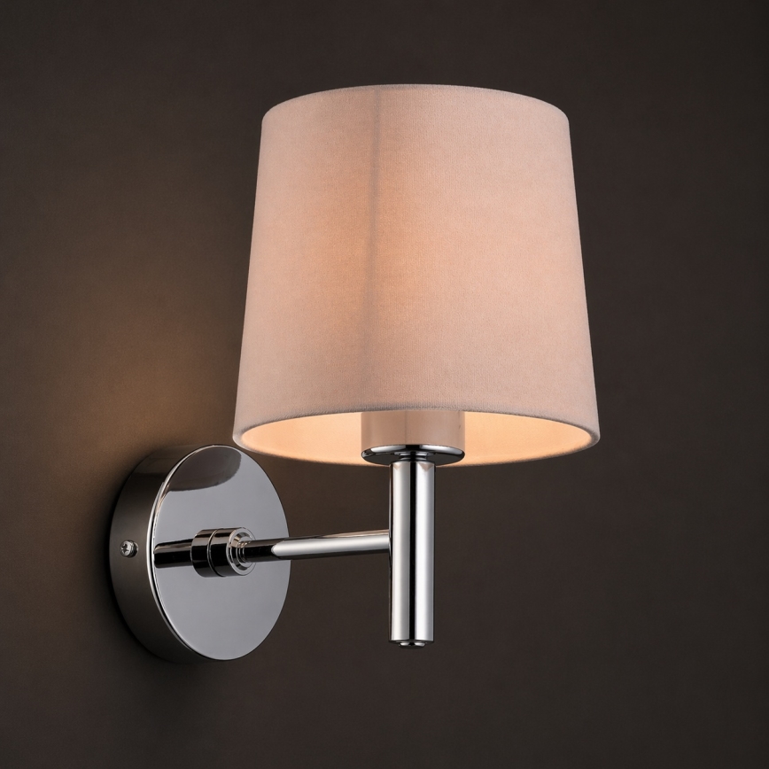 BRILAGI - Vägglampa MONTE 1xE27/60W/230V beige/polerad krom