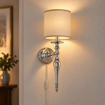 BRILAGI - Vägglampa NUBILA 1xE27/60W/230V blank krom/ljusbrun
