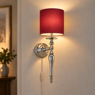 BRILAGI - Vägglampa NUBILA 1xE27/60W/230V blank krom/pompejansk röd