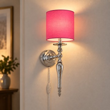 BRILAGI - Vägglampa NUBILA 1xE27/60W/230V blank krom/rosa