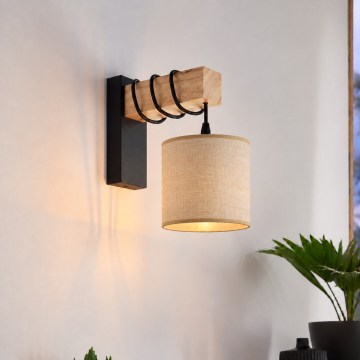 BRILAGI - Vägglampa NUBILA 1xE27/60W/230V brun/svart/ljusbrun