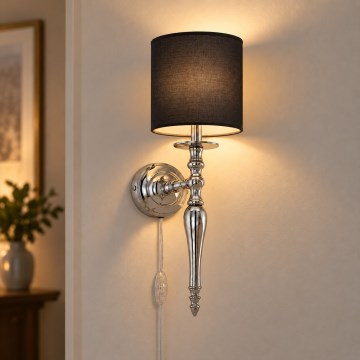 BRILAGI - Vägglampa NUBILA 1xE27/60W/230V glänsande krom/svart