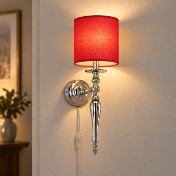 BRILAGI - Vägglampa NUBILA 1xE27/60W/230V polerad krom/röd