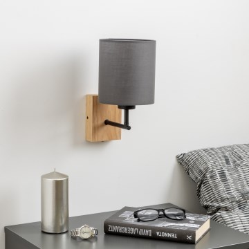 Brilagi - Vägglampa NUBILA WOOD 1xE27/25W/230V ek/antracit