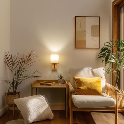 Brilagi - Vägglampa NUBILA WOOD 1xE27/25W/230V ek/brun