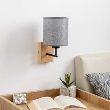 Brilagi - Vägglampa NUBILA WOOD 1xE27/25W/230V ek/grå