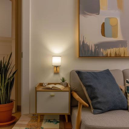 Brilagi - Vägglampa NUBILA WOOD 1xE27/25W/230V ek/grå