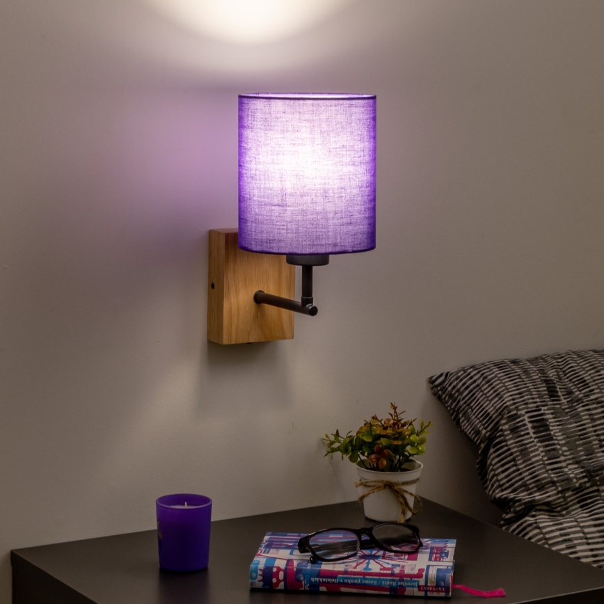 Brilagi - Vägglampa NUBILA WOOD 1xE27/25W/230V ek/lila