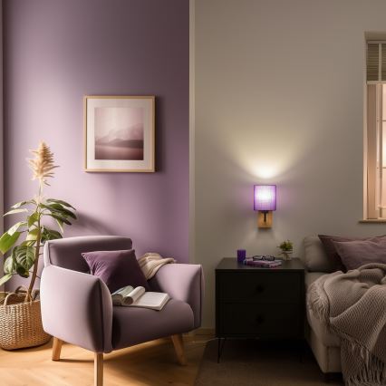 Brilagi - Vägglampa NUBILA WOOD 1xE27/25W/230V ek/lila