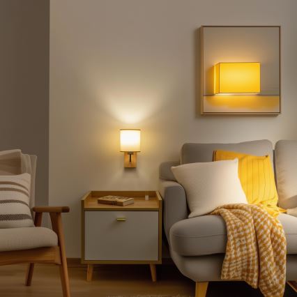 Brilagi - Vägglampa NUBILA WOOD 1xE27/25W/230V ek/ljusbrun