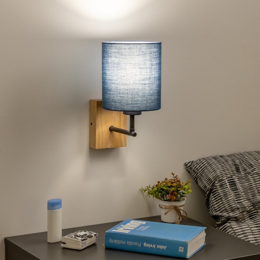 Brilagi - Vägglampa NUBILA WOOD 1xE27/25W/230V ek/mörkblå