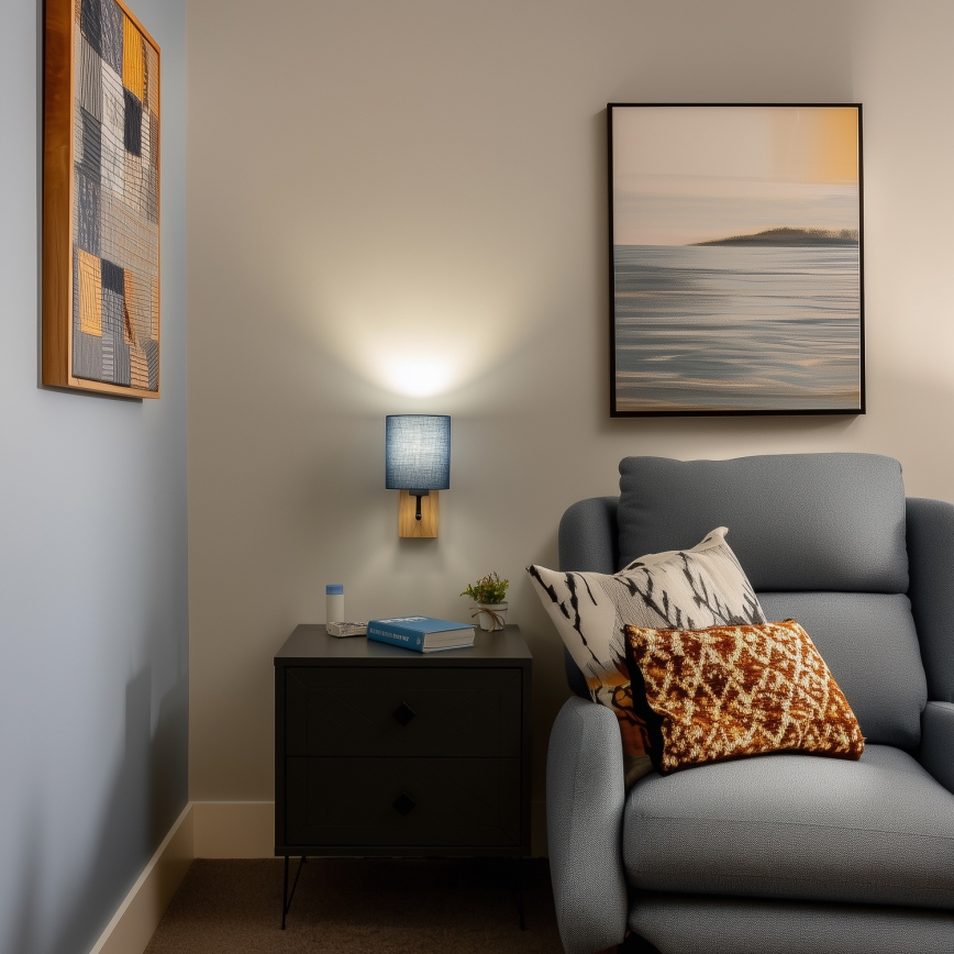 Brilagi - Vägglampa NUBILA WOOD 1xE27/25W/230V ek/mörkblå