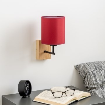 Brilagi - Vägglampa NUBILA WOOD 1xE27/25W/230V ek/Pompejan röd