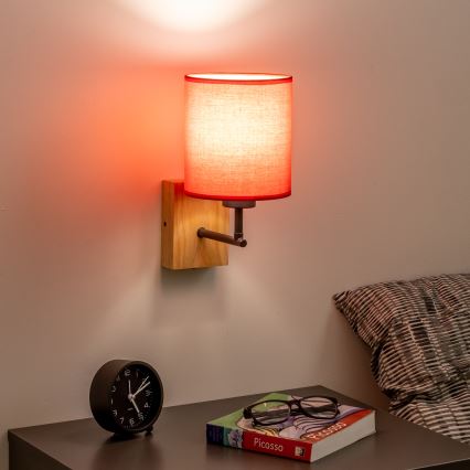 Brilagi - Vägglampa NUBILA WOOD 1xE27/25W/230V ek/röd