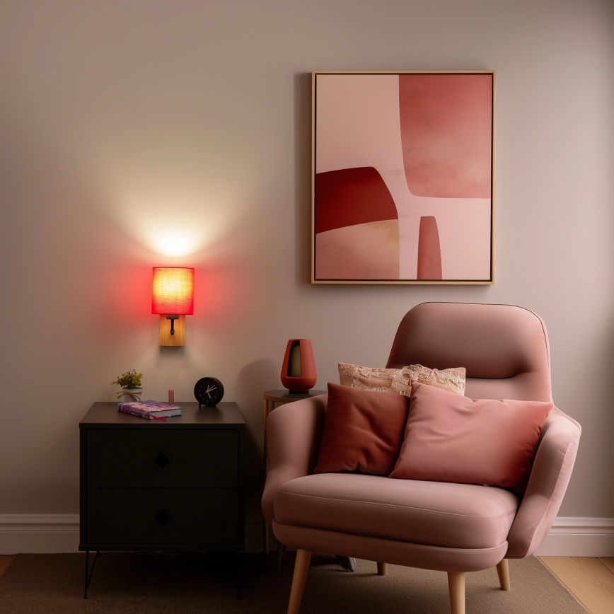 Brilagi - Vägglampa NUBILA WOOD 1xE27/25W/230V ek/rosa