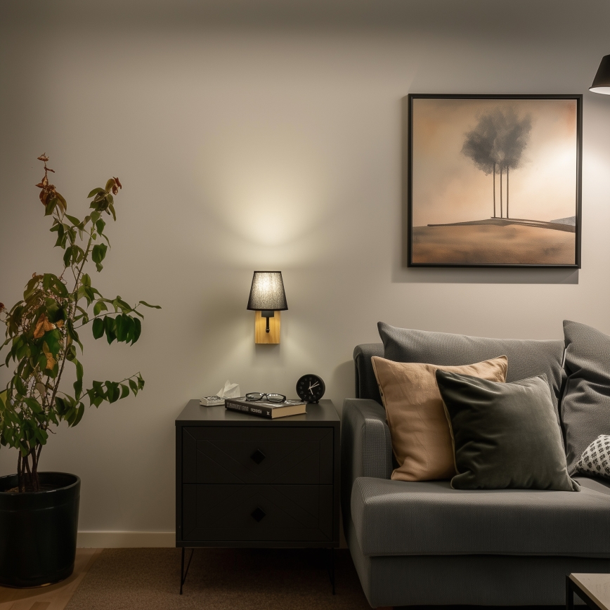 Brilagi - Vägglampa NUBILA WOOD 1xE27/25W/230V ek/svart