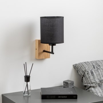 Brilagi - Vägglampa NUBILA WOOD 1xE27/25W/230V ek/svart