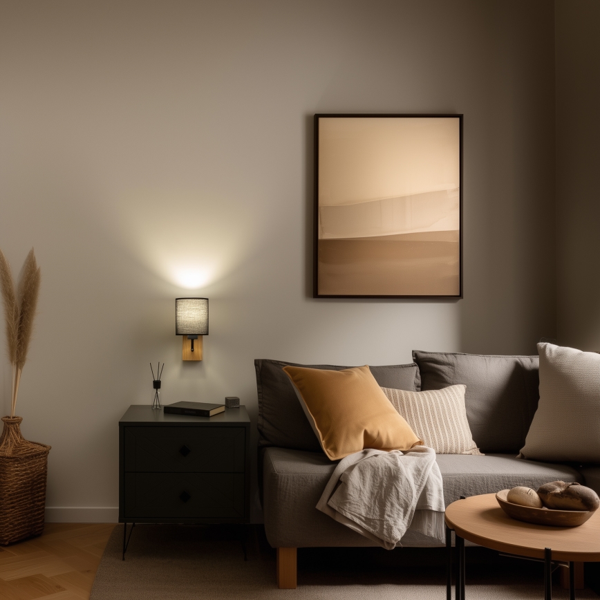 Brilagi - Vägglampa NUBILA WOOD 1xE27/25W/230V ek/svart