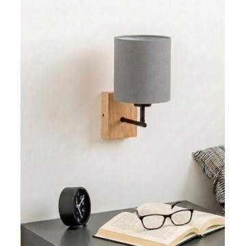 Brilagi - Vägglampa NUBILA WOOD 1xE27/25W/230V ek/svart/ljusgrå