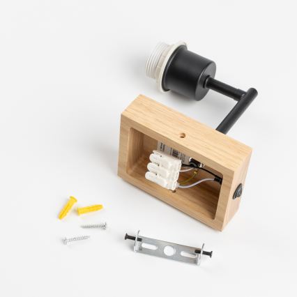 Brilagi - Vägglampa NUBILA WOOD 1xE27/25W/230V ek/svart/ljusgrå