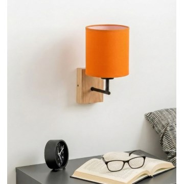 Brilagi - Vägglampa NUBILA WOOD 1xE27/25W/230V ek/svart/orange