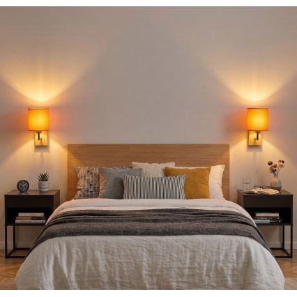 Brilagi - Vägglampa NUBILA WOOD 1xE27/25W/230V ek/svart/orange