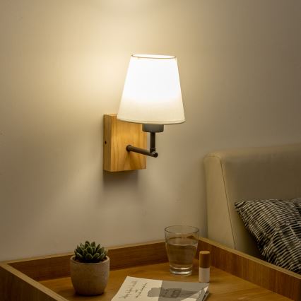 Brilagi - Vägglampa NUBILA WOOD 1xE27/25W/230V ek/vit