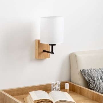 Brilagi - Vägglampa NUBILA WOOD 1xE27/25W/230V ek/vit