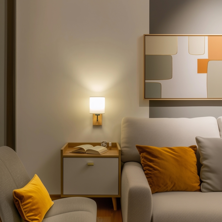 Brilagi - Vägglampa NUBILA WOOD 1xE27/25W/230V ek/vit