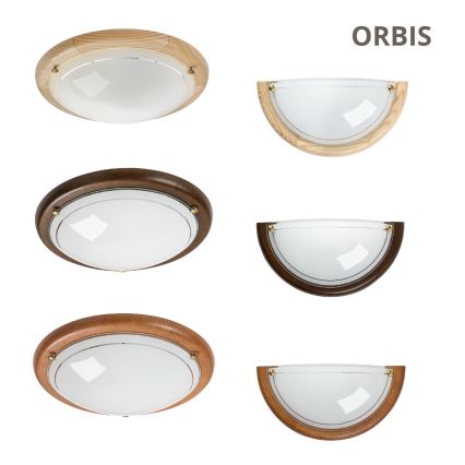 Brilagi - Vägglampa ORBIS 1xE27/60W/230V 30 cm furu