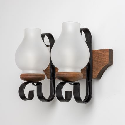 Brilagi - Vägglampa QUEEN 2xE14/40W/230V bok/valnöt