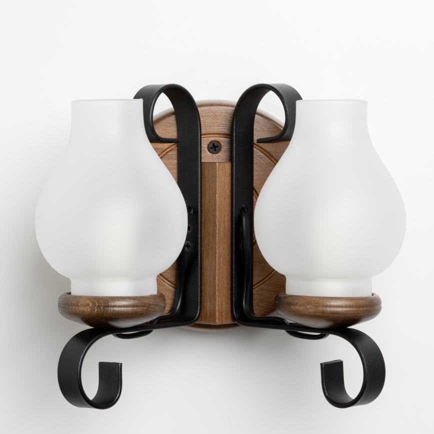 Brilagi - Vägglampa ROATA APLICA 2xE14/40W/230V bok/valnöt