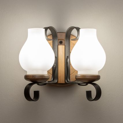 Brilagi - Vägglampa ROATA APLICA 2xE14/40W/230V bok/valnöt