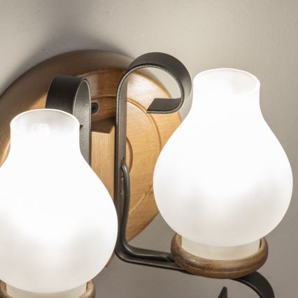 Brilagi - Vägglampa ROATA APLICA 2xE14/40W/230V bok/valnöt