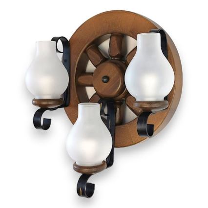 Brilagi - Vägglampa ROATA APLICA 3xE14/40W/230V bok/valnöt