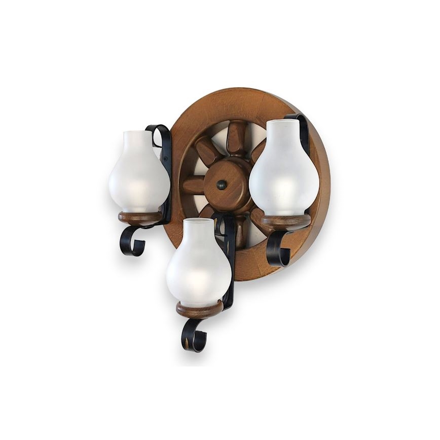 Brilagi - Vägglampa ROATA APLICA 3xE14/40W/230V bok/valnöt