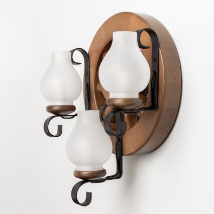 Brilagi - Vägglampa ROATA APLICA 3xE14/40W/230V bok/valnöt