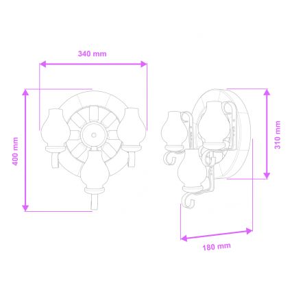 Brilagi - Vägglampa ROATA APLICA 3xE14/40W/230V bok/valnöt