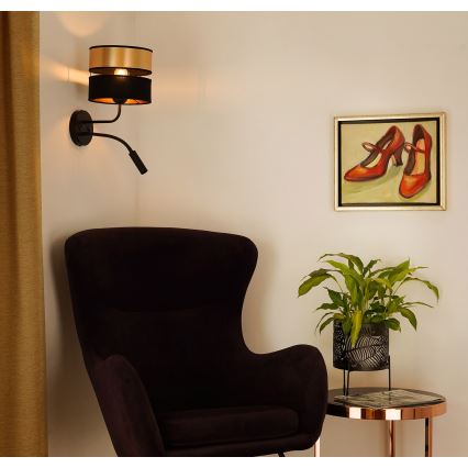 Brilagi - Vägglampa ROYAL 1xE27/15W/230V + 1xG9/3W svart/guld