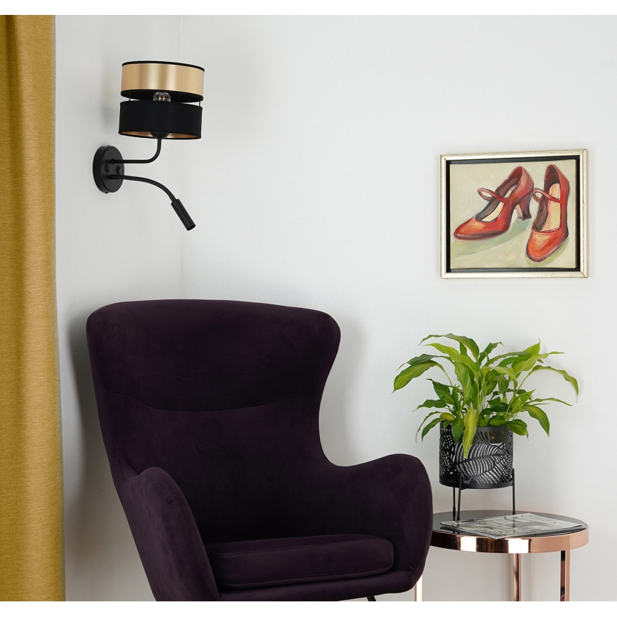 Brilagi - Vägglampa ROYAL 1xE27/15W/230V + 1xG9/3W svart/guld