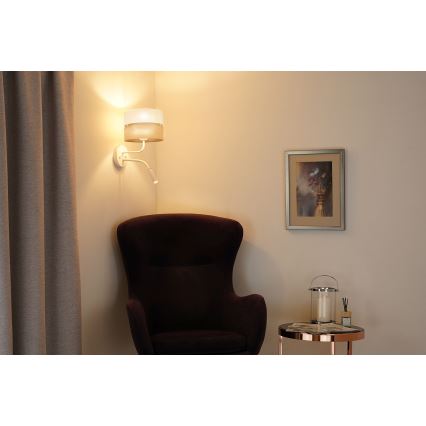 Brilagi - Vägglampa ROYAL YUTE 1xE27/15W/230V + 1xG9/6W beige/krämvit/vit