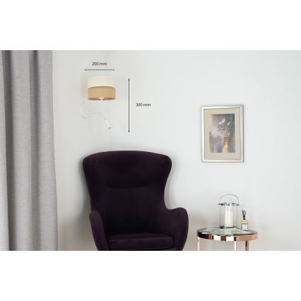 Brilagi - Vägglampa ROYAL YUTE 1xE27/15W/230V + 1xG9/6W beige/krämvit/vit