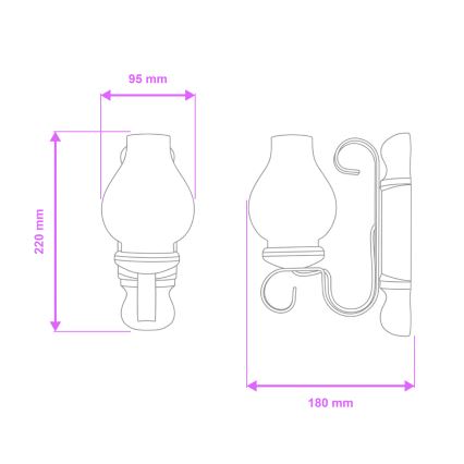Brilagi - Vägglampa RUSTIC 1xE14/40W/230V bok