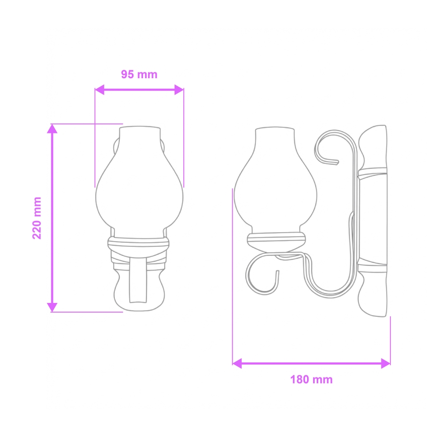 Brilagi - Vägglampa RUSTIC 1xE14/40W/230V bok/valnöt