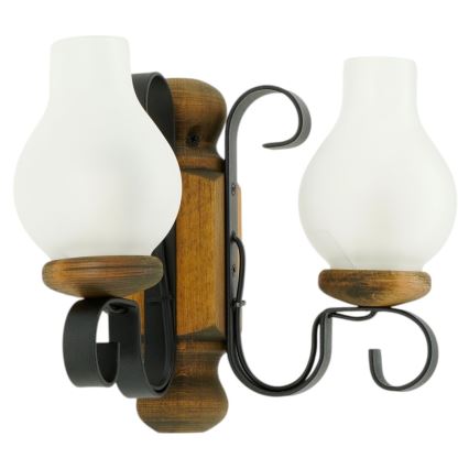 Brilagi - Vägglampa RUSTIC 2xE14/40W/230V bok/valnöt